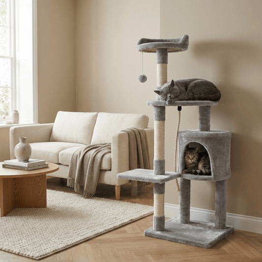 Bravonne Aristocat Supreme Indoor Cat Tower Grey Variant — Multi-Level Sisal Scratching Post | Bravonne