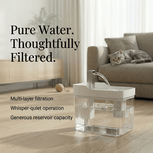 Bravonne HydraLux Cat Water Fountain Transparent Variant — Silent Pump, Easy to Clean | Bravonne