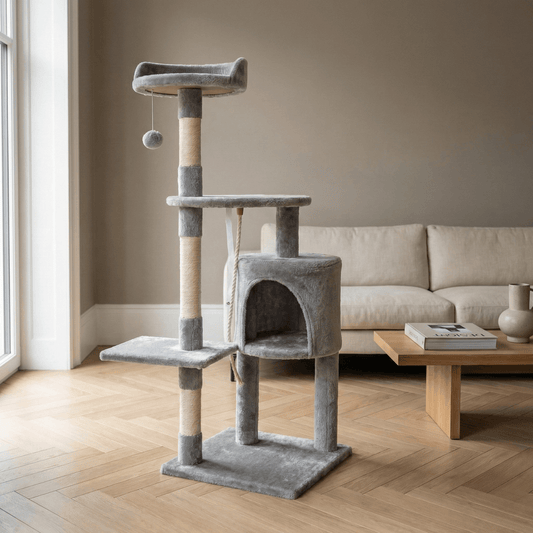 Bravonne Aristocat Cat Tower Dark Grey Variant — Cosy Perch and Hideaway for Indoor Cats | Bravonne