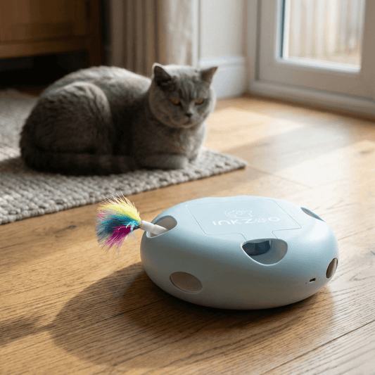 Bravonne LuxePaw Smart Touch Cat Toy White Variant — Motion-Sensing Feather Wand for Indoor Cats | Bravonne
